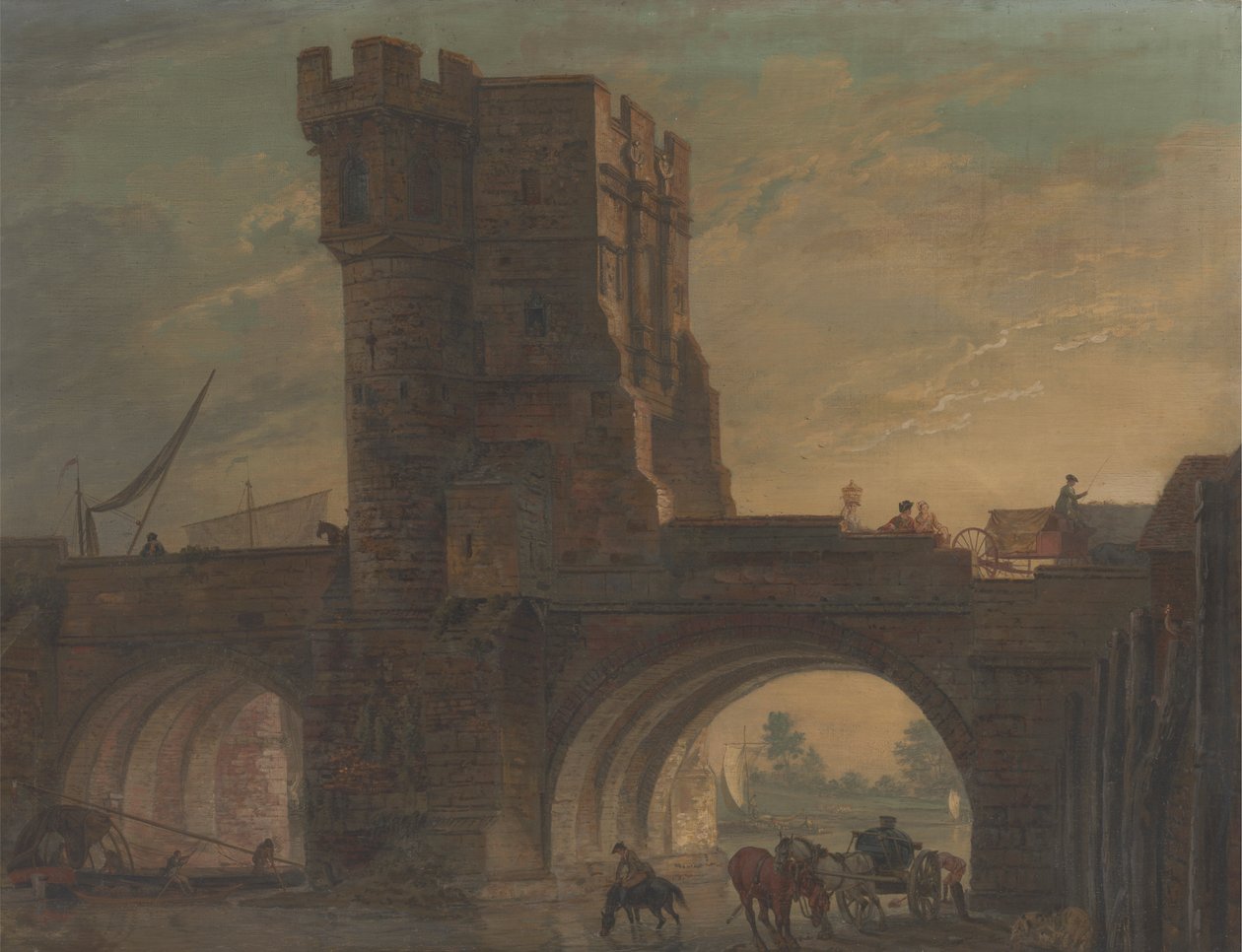 Old Bridge Shrewsburyssa tekijältä Paul Sandby