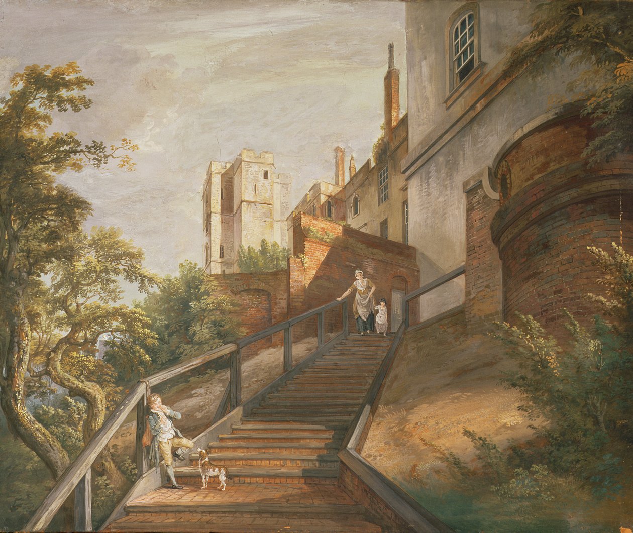 Osa Sata askelta ja Winchester Tower, Windsorin linna (guassi nahalla) tekijältä Paul Sandby