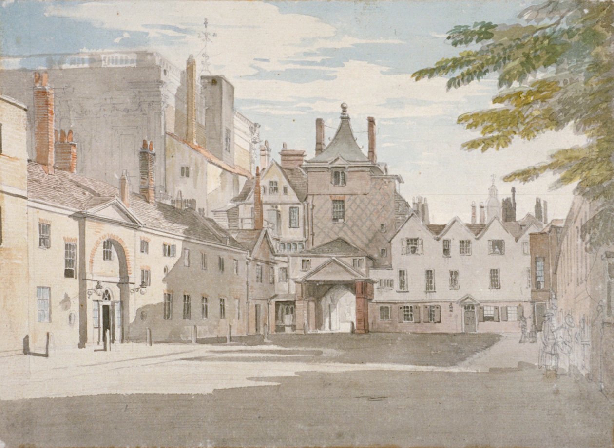 Scotland Yard ja osa Banqueting Housea, Whitehall, Westminster, Lontoo, c1776 tekijältä Paul Sandby