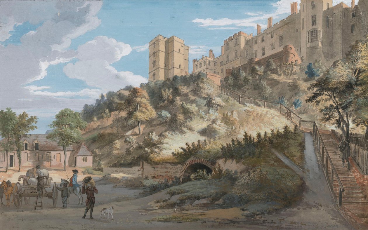 Sata askelmaa ja Winchester Tower, Windsorin linna, Berkshire tekijältä Paul Sandby
