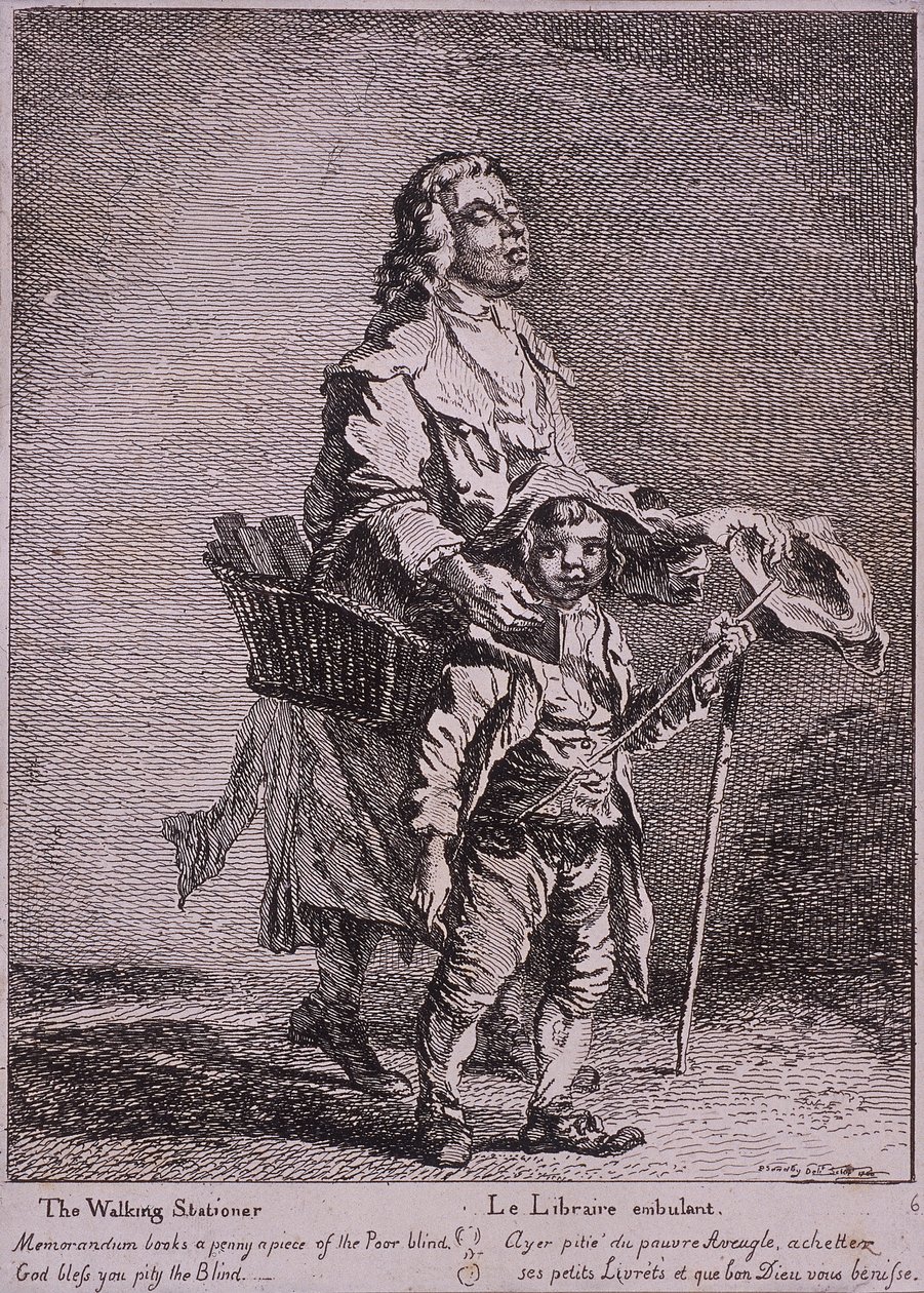 "The Walking Stationer", Cries of London, 1760 tekijältä Paul Sandby