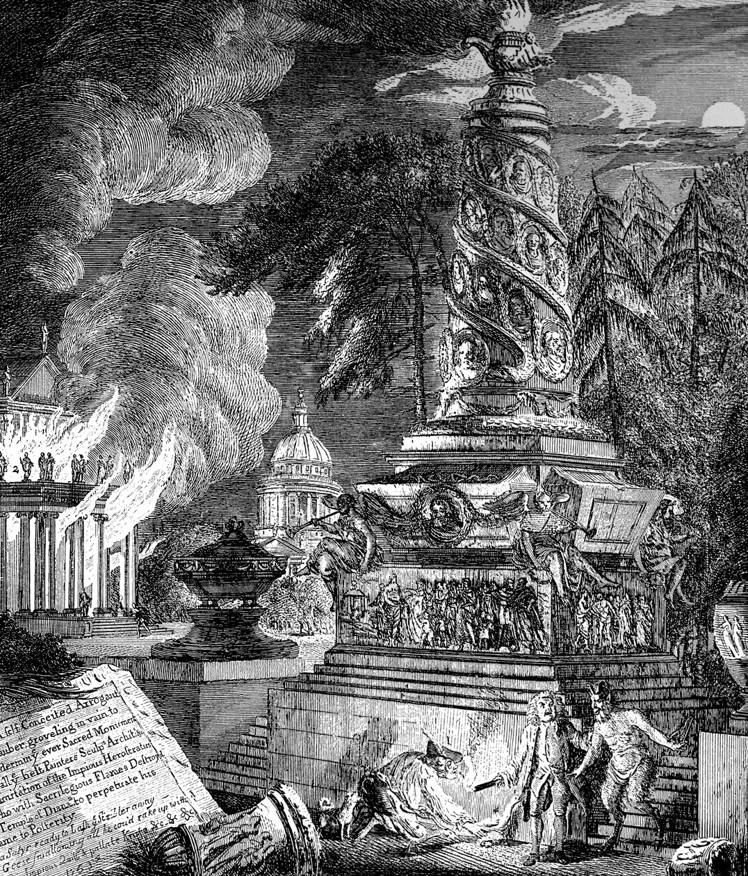 Efesoksen temppelin poltto 1753 tekijältä Paul Sandby