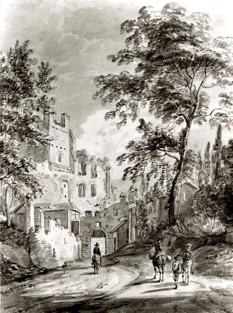 Matkailijat saapuvat kaupunkiin, 1751-1809. tekijältä Paul Sandby