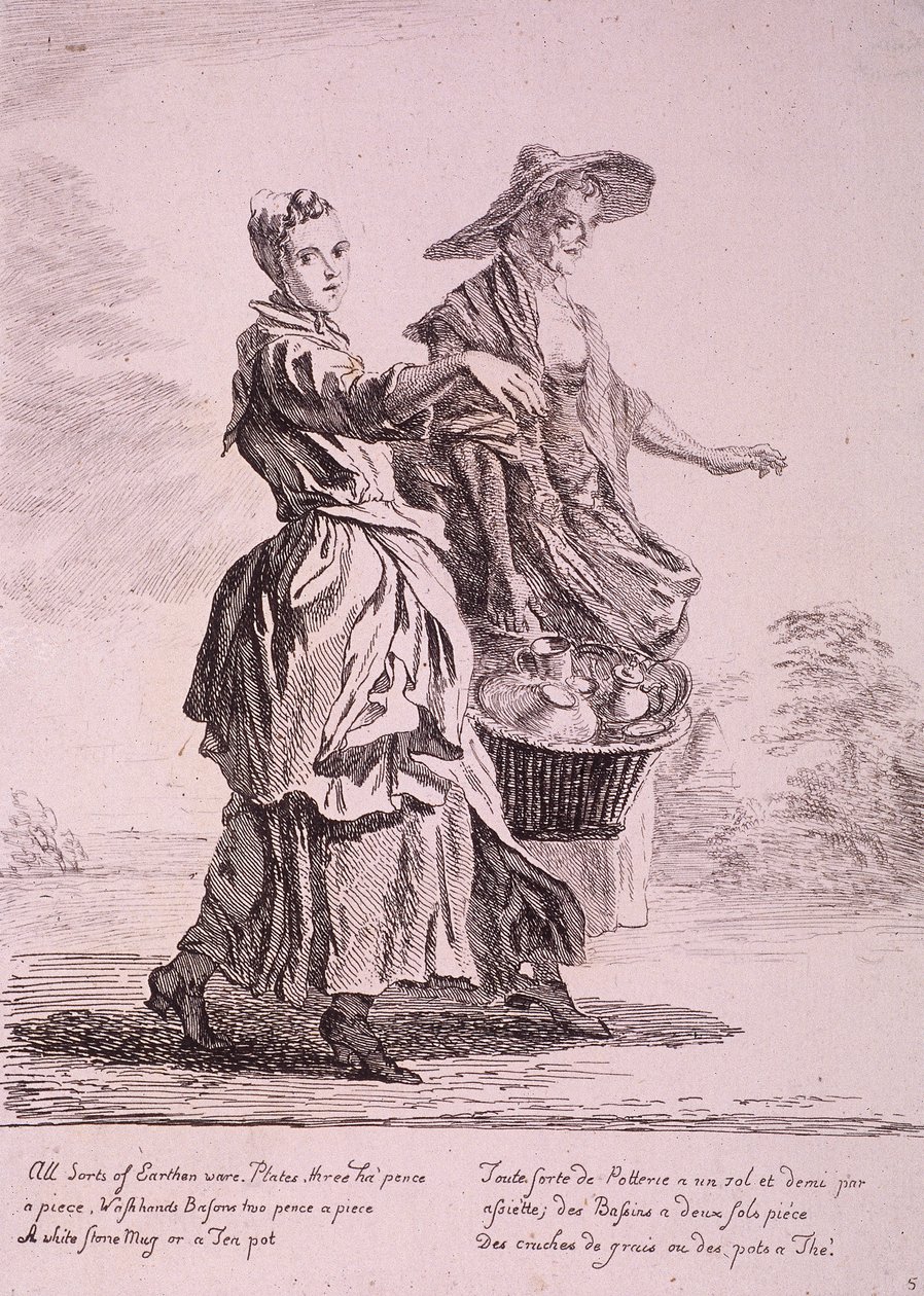 Kaksi astianmyyjää, Cries of London, 1760 tekijältä Paul Sandby