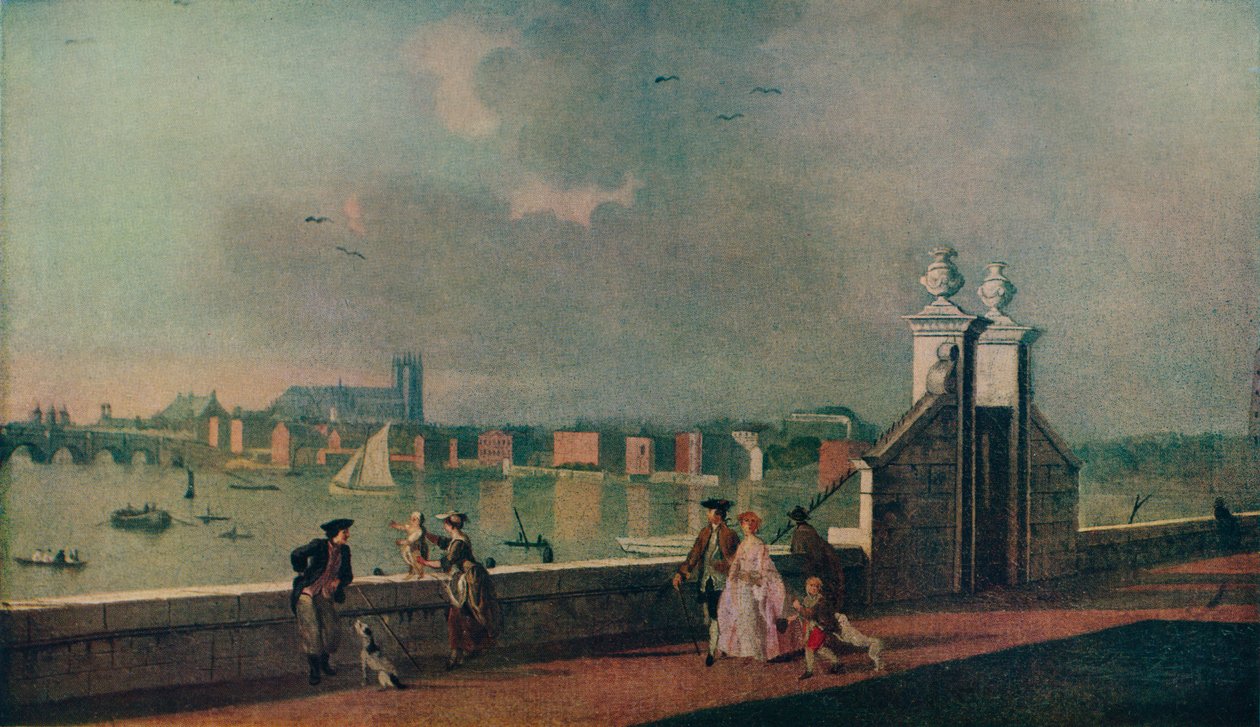 Näkymä vanhan Somerset Housen terassilta, c1770 tekijältä Paul Sandby