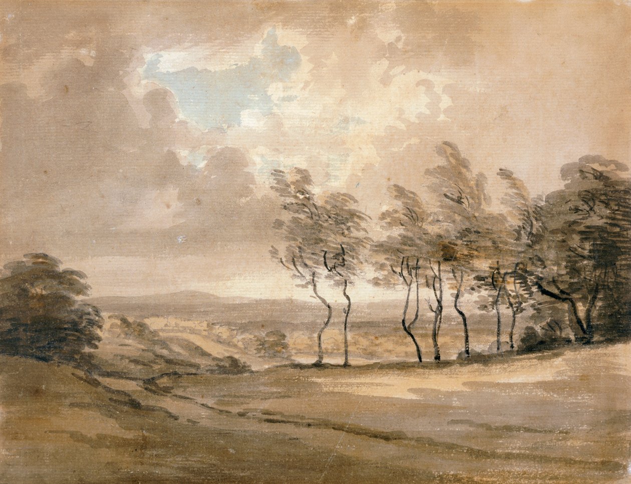 "Näkymä Hampstead Heathille", 1700-luku tekijältä Paul Sandby