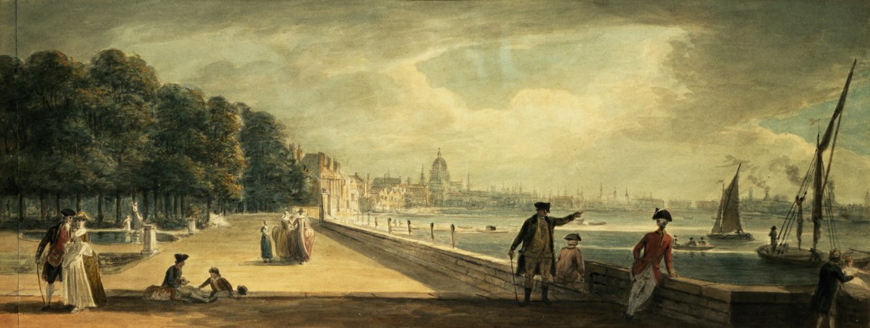 Näkymä kaupunkiin Somerset Housen terassilta tekijältä Paul Sandby