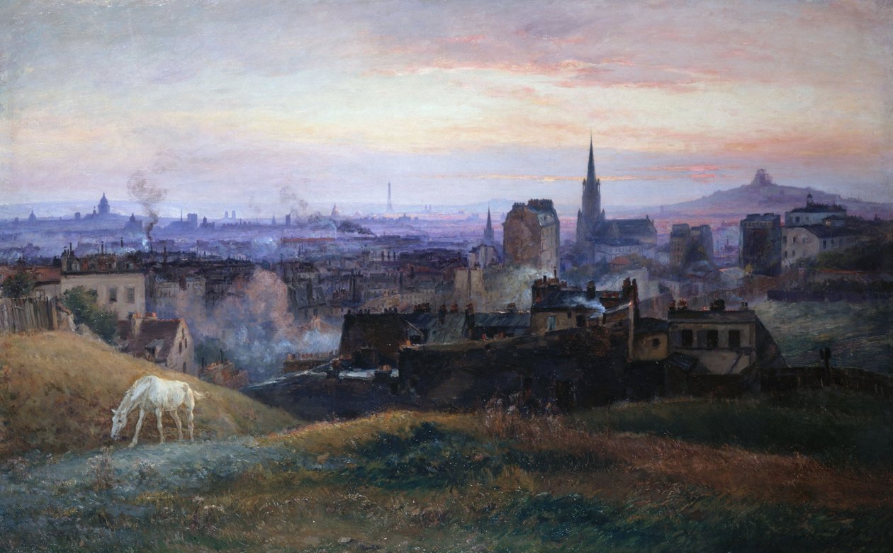 Panoraamanäkymä Pariisista, otettu Ménilmontantin korkeuksilta. tekijältä Paul Schaan