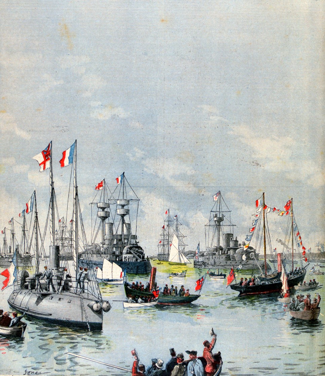 Ranskan laivasto Portsmouthin satamassa, 1891 tekijältä Paul Senau