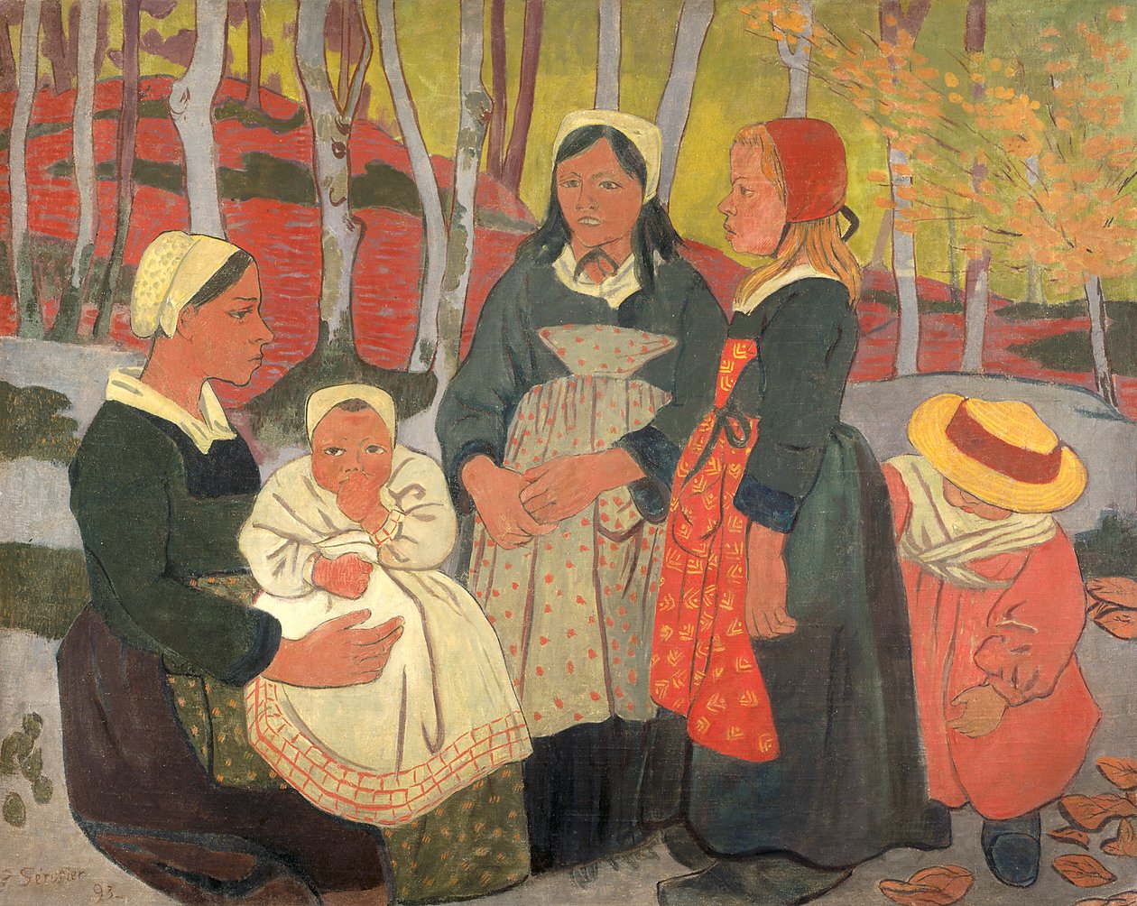 Bretonit Huelgoatin metsässä (öljy kankaalle) tekijältä Paul Sérusier