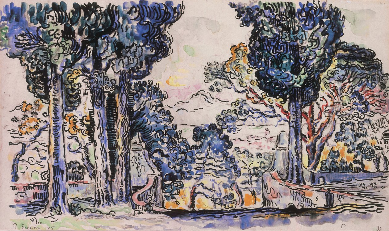 Sypressit Sainte-Anne Saint Tropezissa tekijältä Paul Signac