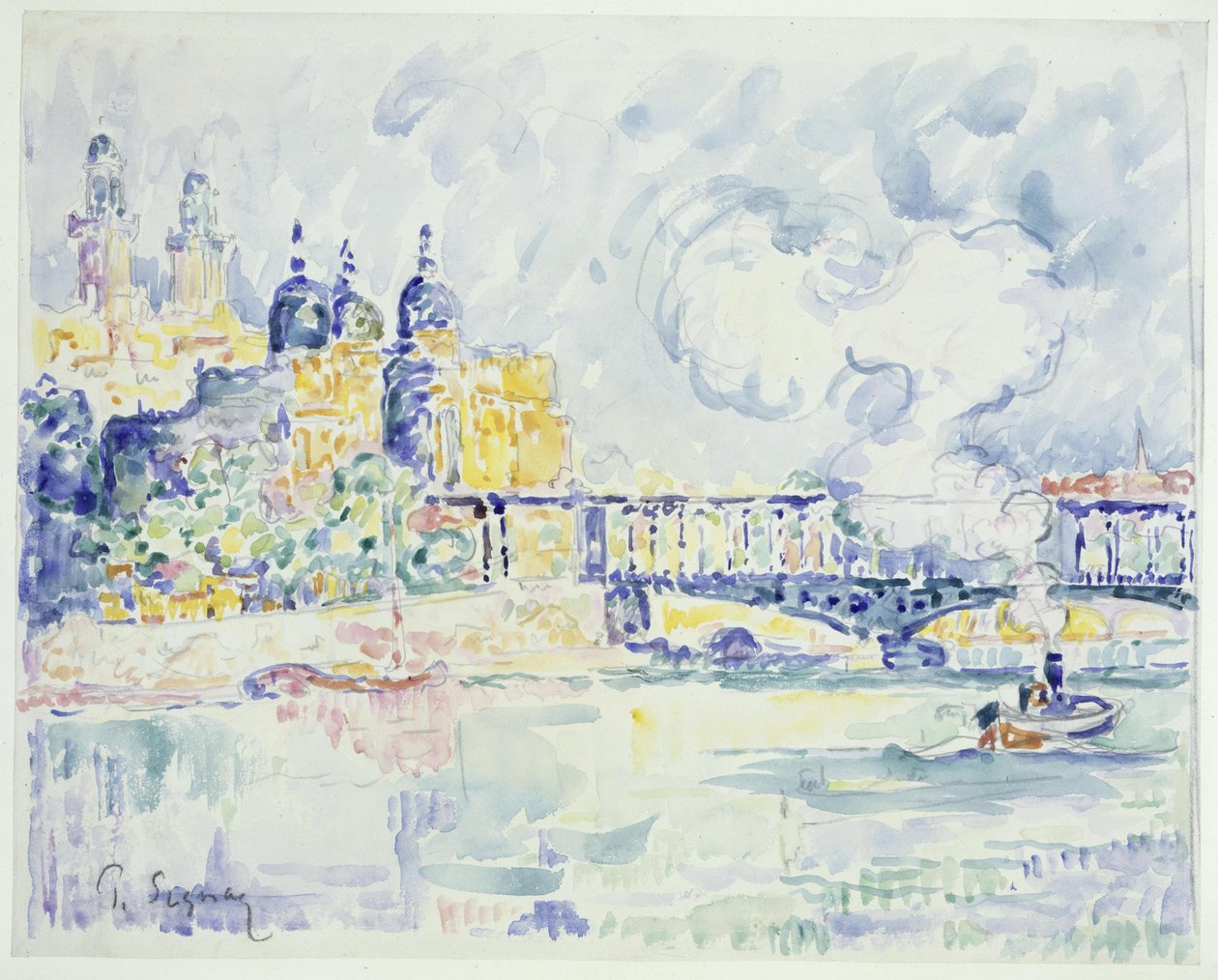 Seine-joki, Trocadéro ja Pont de Passy Pariisissa tekijältä Paul Signac