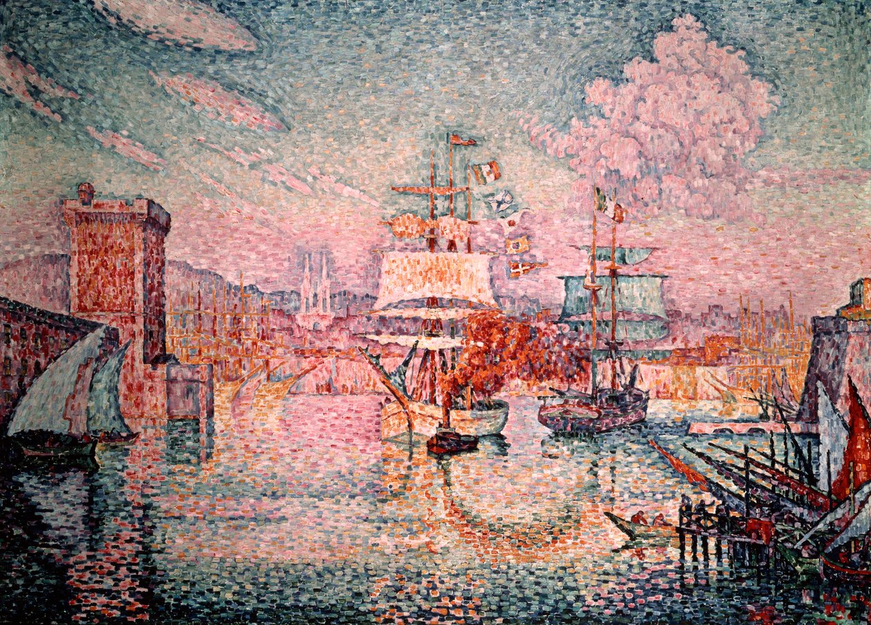 Sisäänkäynti Marseillen satamaan, 1911 tekijältä Paul Signac