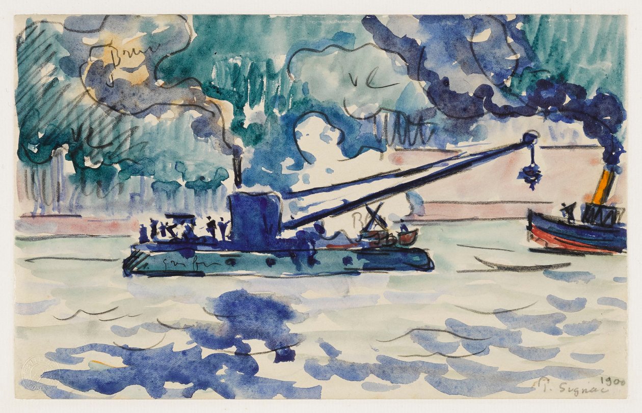 Kelluva nosturi ja hinaaja tekijältä Paul Signac