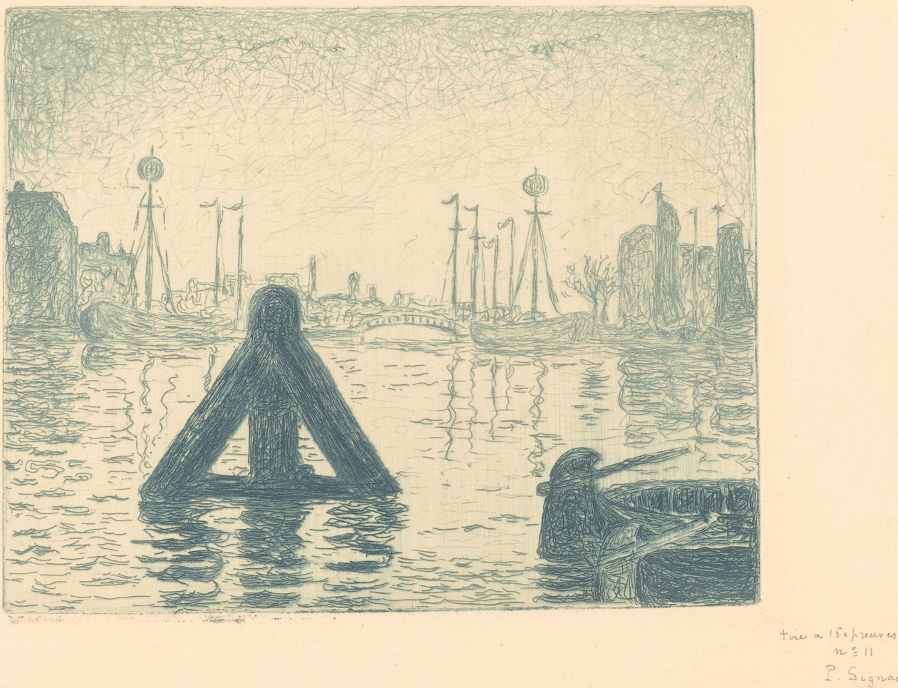 Satama Hollannissa - Flushing (La balise - En Holland, Flessingue) tekijältä Paul Signac