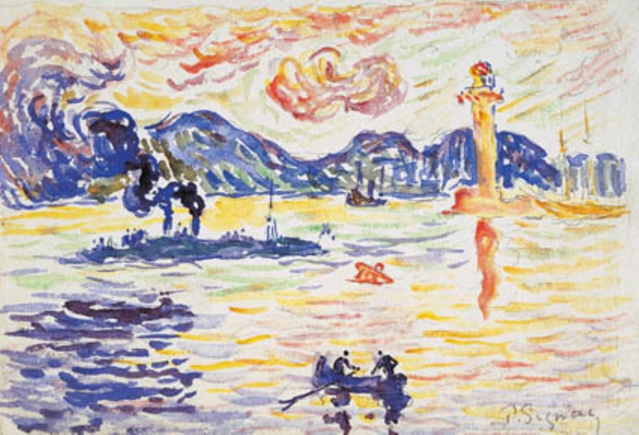 Saint-Tropezin satama hävittäjä Midi de la Francen kanssa tekijältä Paul Signac