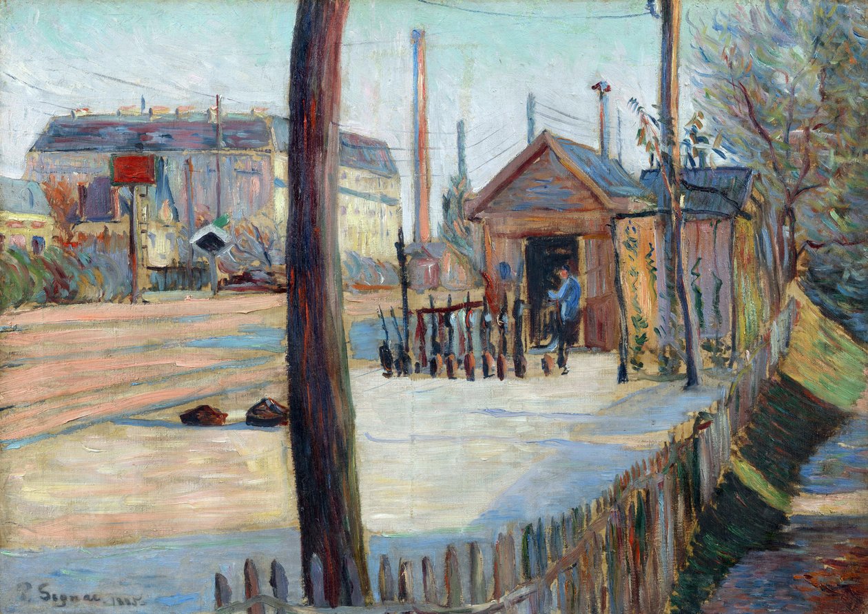 Rautatien risteys lähellä Bois Colombesia (Ranska) - Paul Signacin (1863-1935) maalaus, öljy kankaalle (46,4x65cm) tekijältä Paul Signac