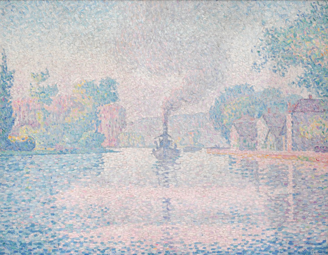 LHirondelle Steamship Seine lähellä Samoisia tekijältä Paul Signac
