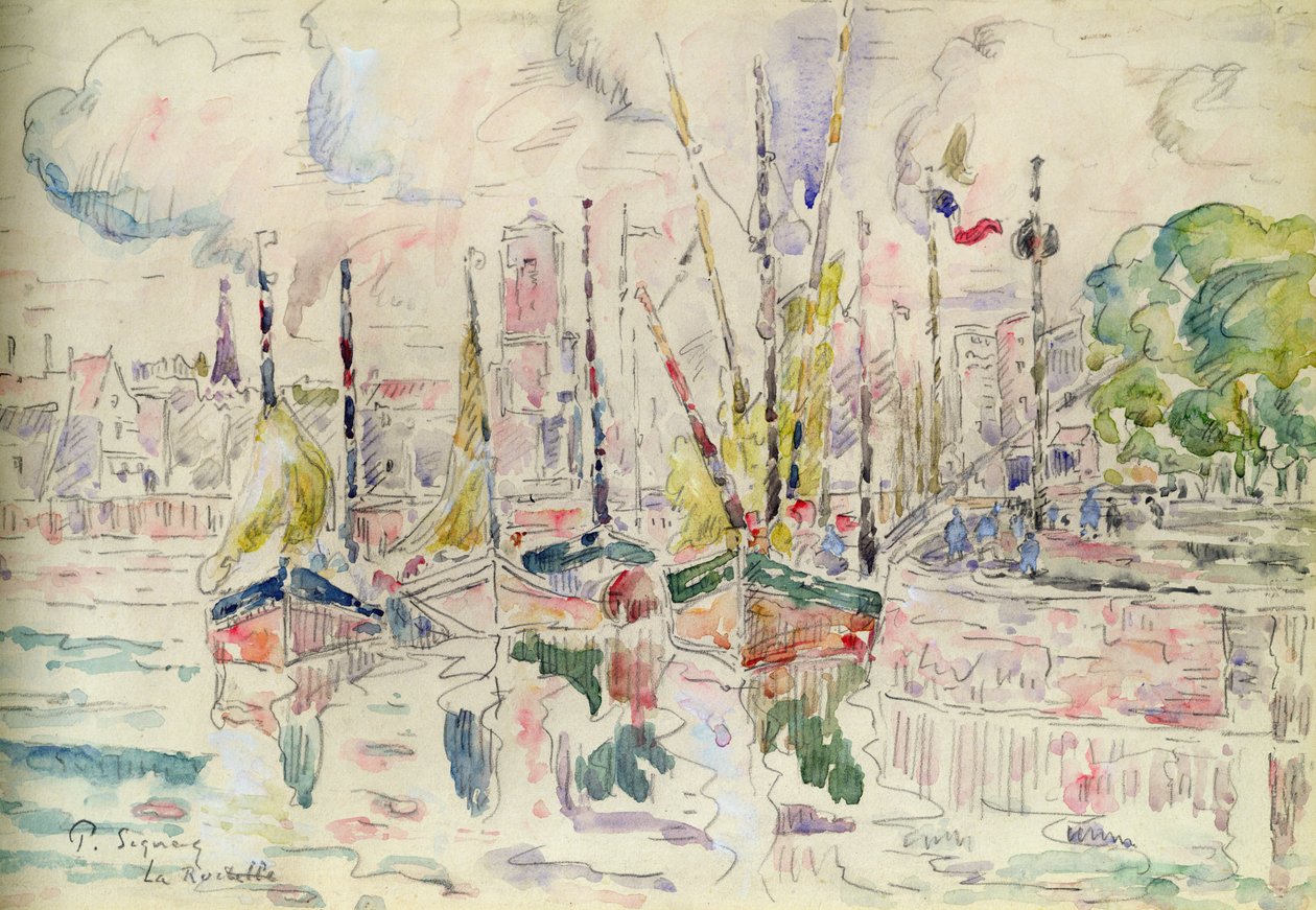 La Rochelle (akvarelli paperille) tekijältä Paul Signac