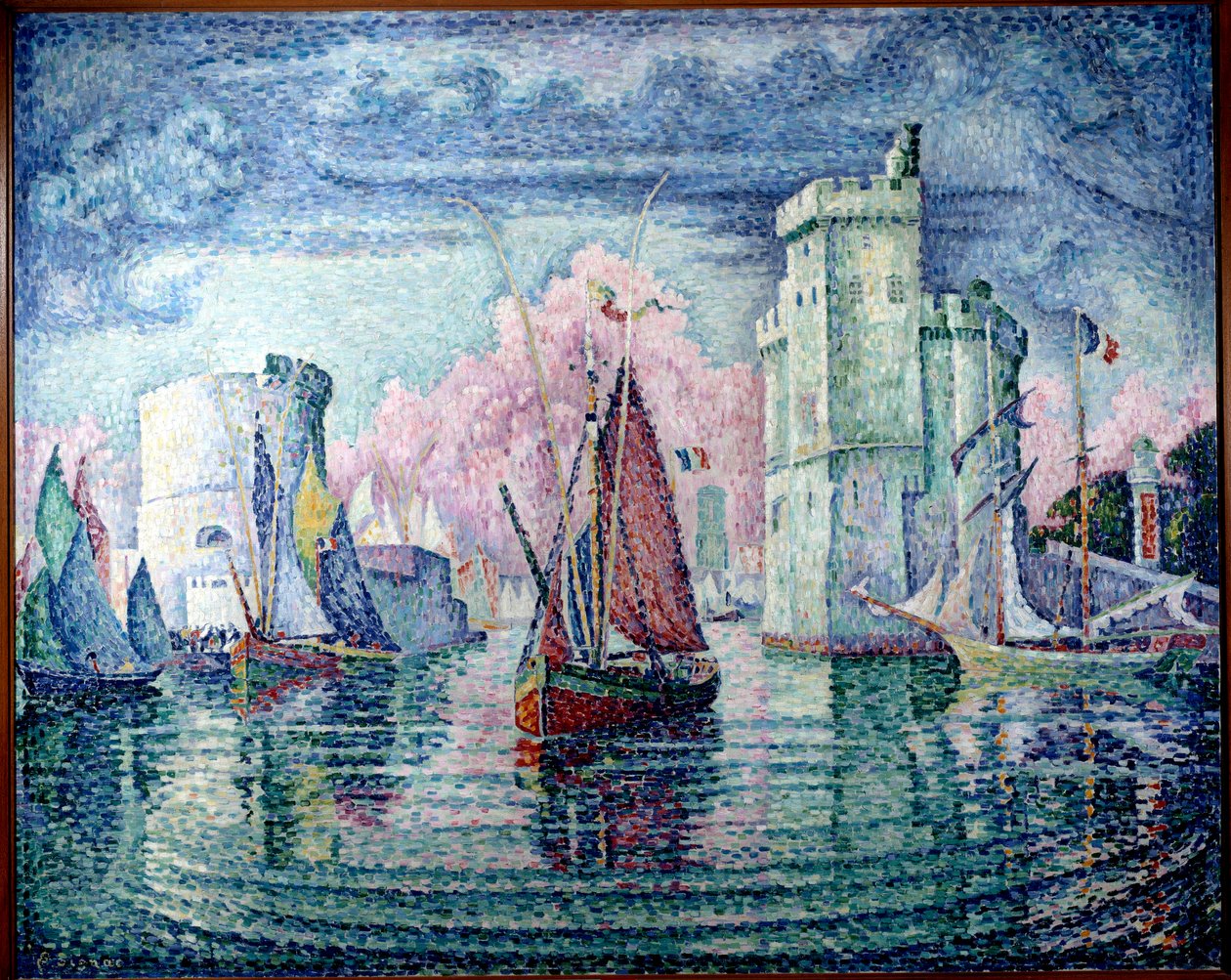 La Rochellen satama Paul Signacin (1863-1935) maalaus 1921 su. 1,3x1,62 m Pariisi, Musée d