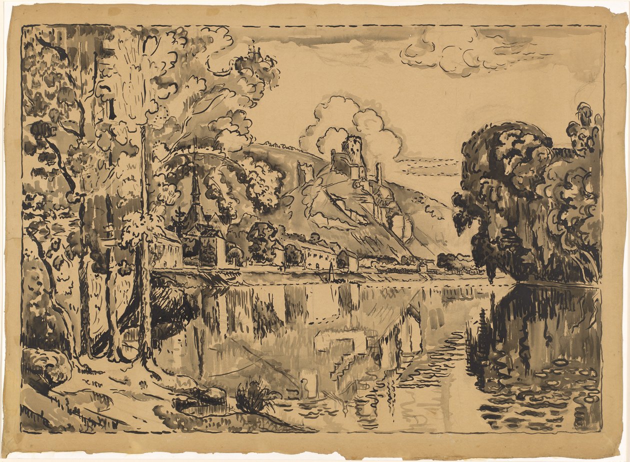 Les Andelys kesäaamuna tekijältä Paul Signac