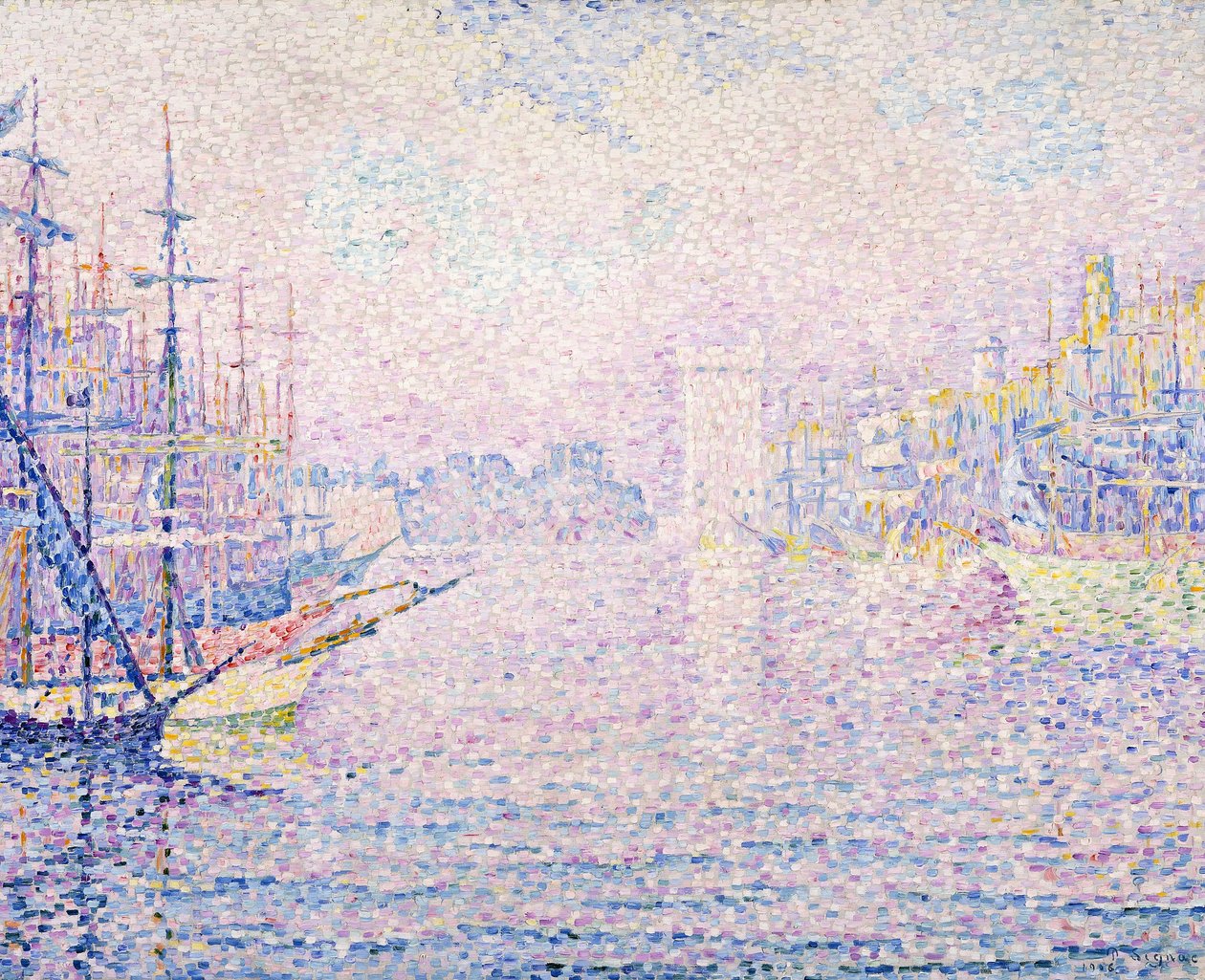 Marseillen satama, Aamun sumu, 1906 tekijältä Paul Signac