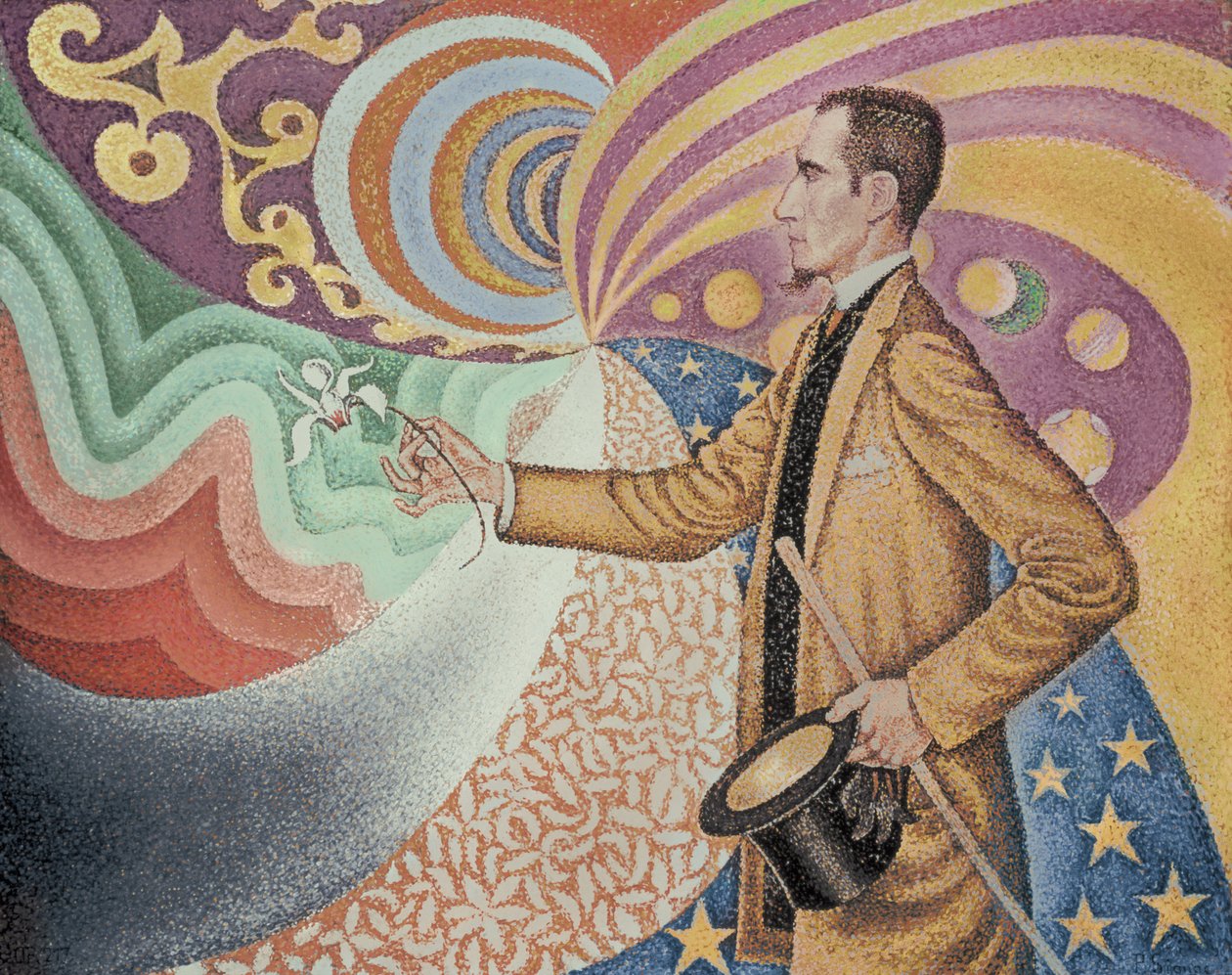 Opus 217. Taustaa vasten rytmi, lyöntiä ja kulmia, sävyjä ja sävyjä, Felix Feneonin muotokuva vuonna 1890 (öljy kankaalle) tekijältä Paul Signac