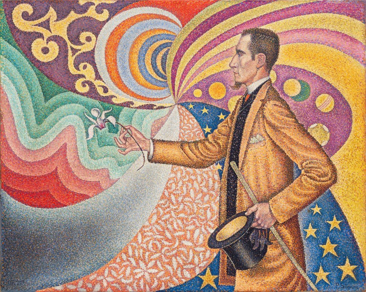 Opus 217. Taustaa vasten rytmi, lyöntiä ja kulmia, sävyjä ja sävyjä, Felix Feneonin muotokuva vuonna 1890 (öljy kankaalle) tekijältä Paul Signac