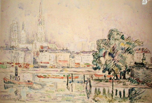 Rouen (vesiväri paperille) tekijältä Paul Signac