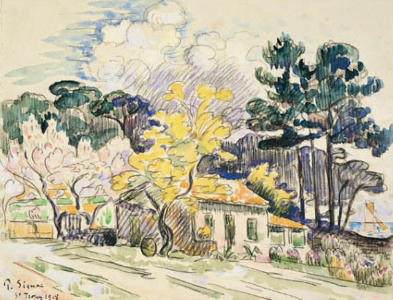 Saint Tropez. Suoja (?) tekijältä Paul Signac