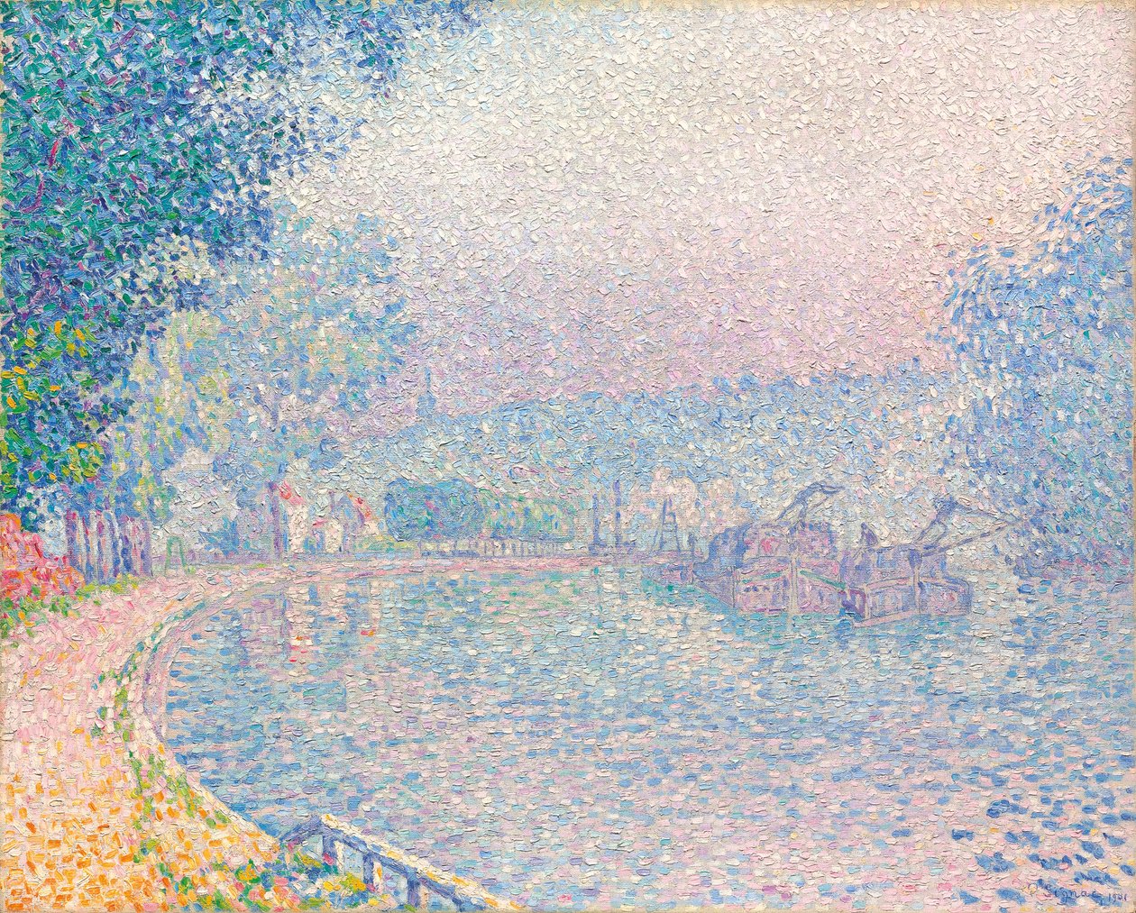 Samois, La Berge, Aamu, 1901 tekijältä Paul Signac
