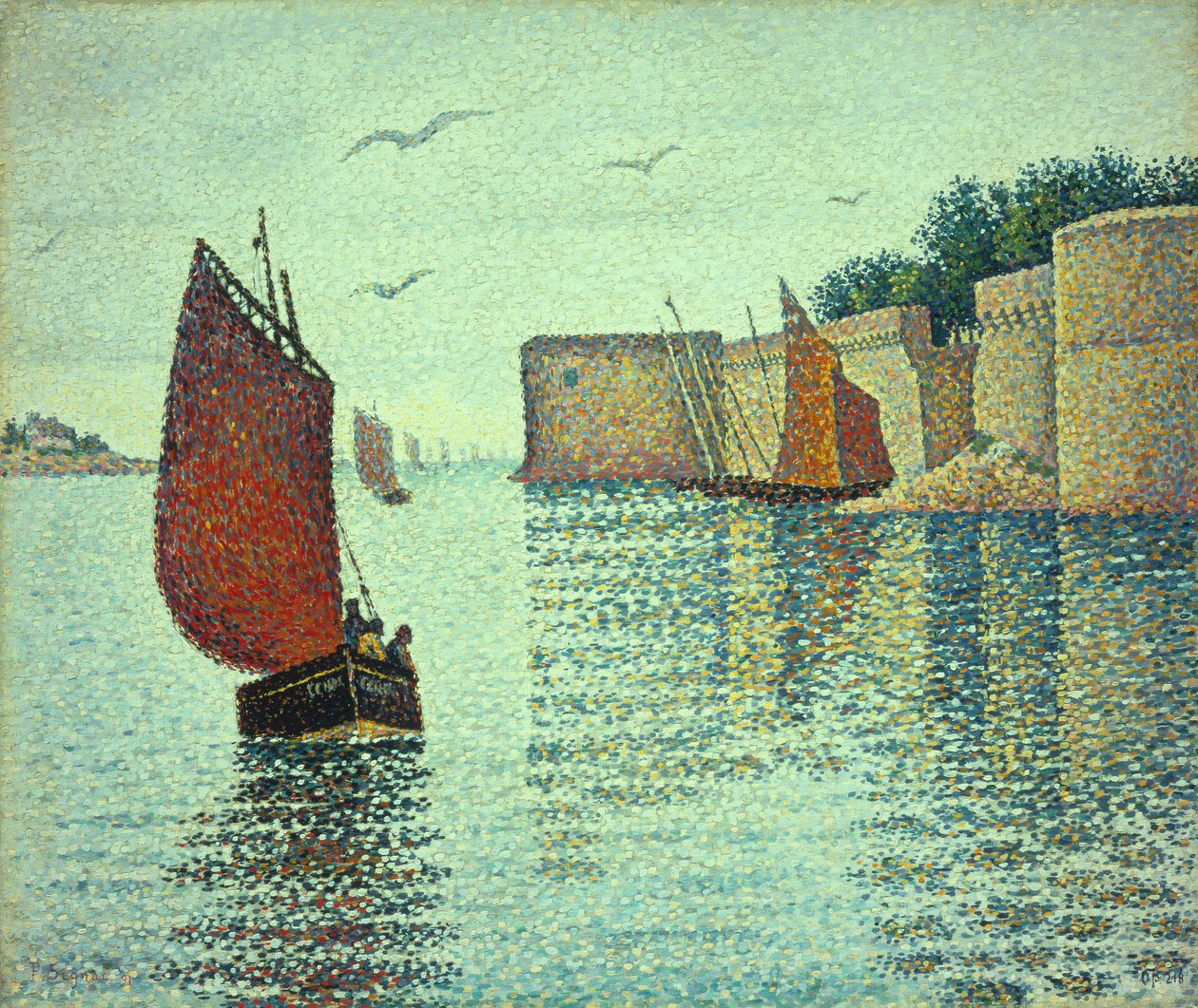 Sardiinivene ja vanhakaupunki, Concarneau tekijältä Paul Signac