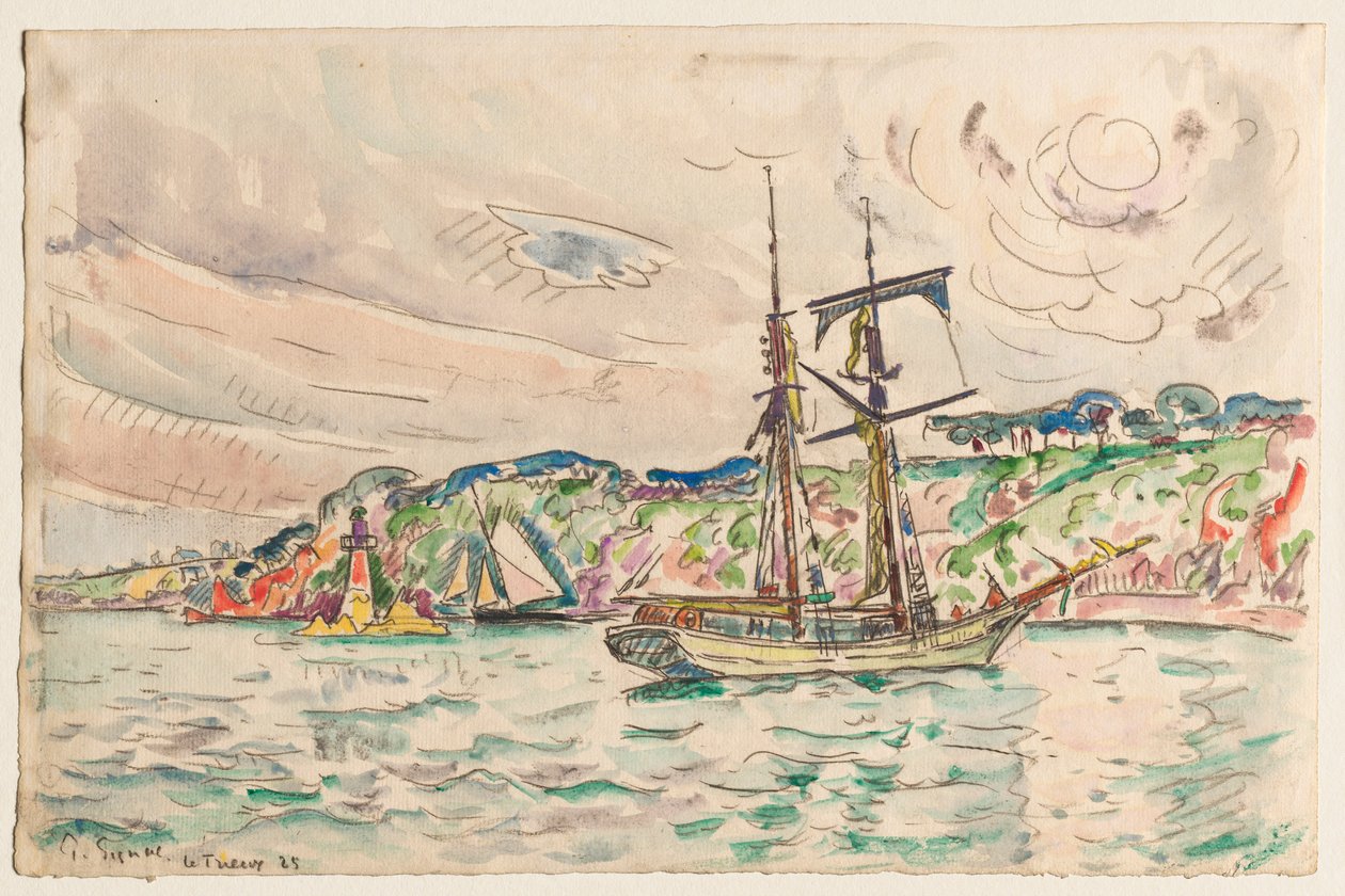 Laivat lähellä Trieux-jokea tekijältä Paul Signac