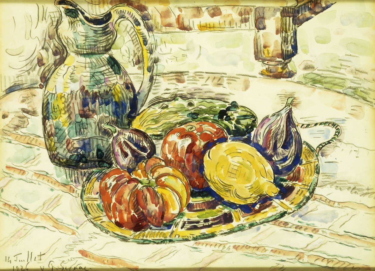 Asetelma hedelmien kanssa; Nature Morte avec Fruits, 1926 tekijältä Paul Signac