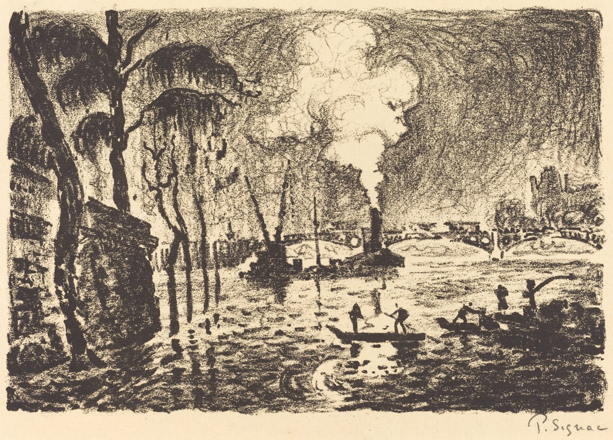 Tulva Seine vuonna 1910 (La Seine en crue, en 1910) tekijältä Paul Signac