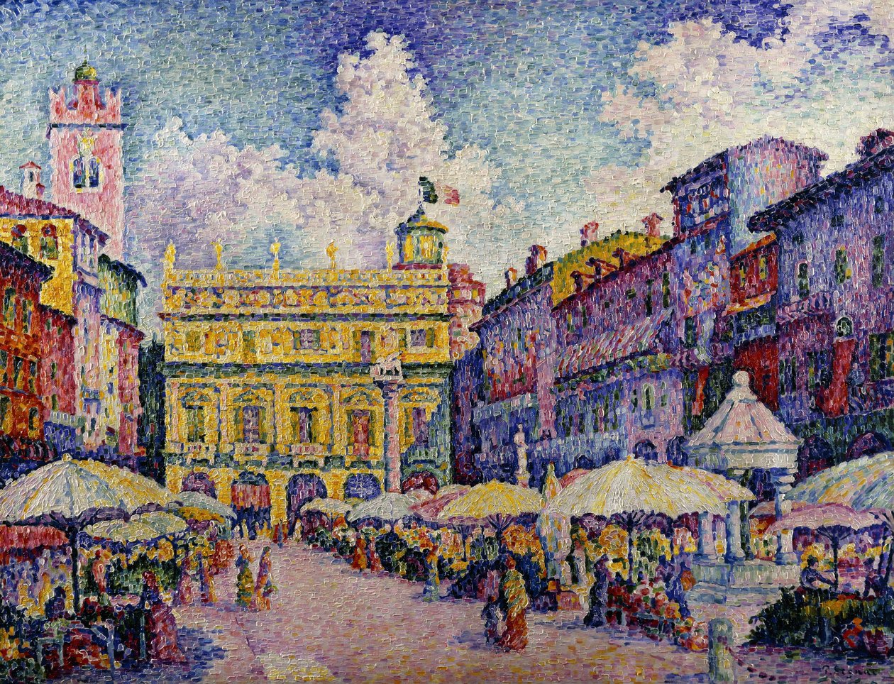 Yrttimarkkinat, Verona; Place aux Herbes, Verona, tekijältä Paul Signac