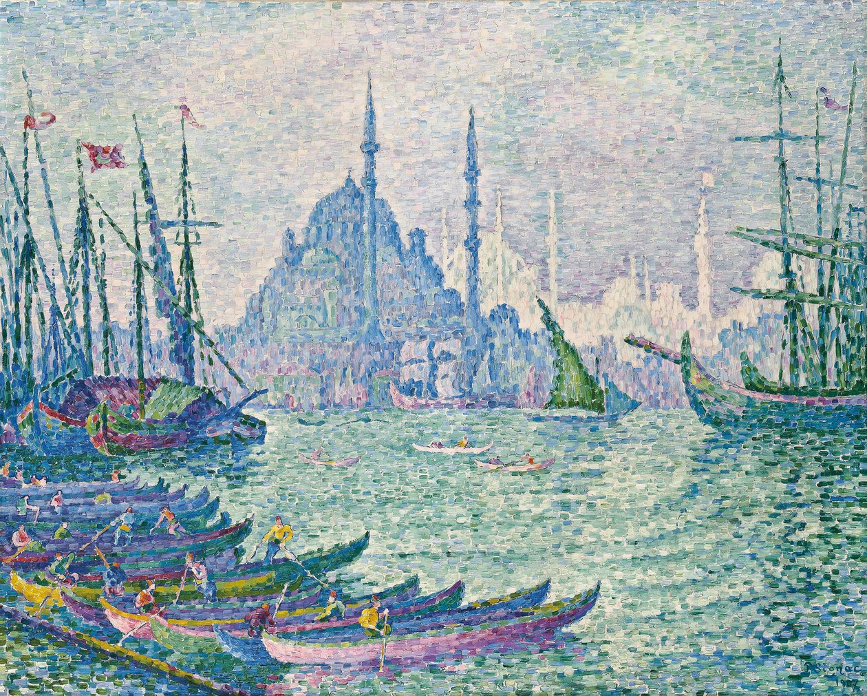 Minareetit Kultaisessa sarvessa; La Corne d"Or, les Minarets, 1907 tekijältä Paul Signac