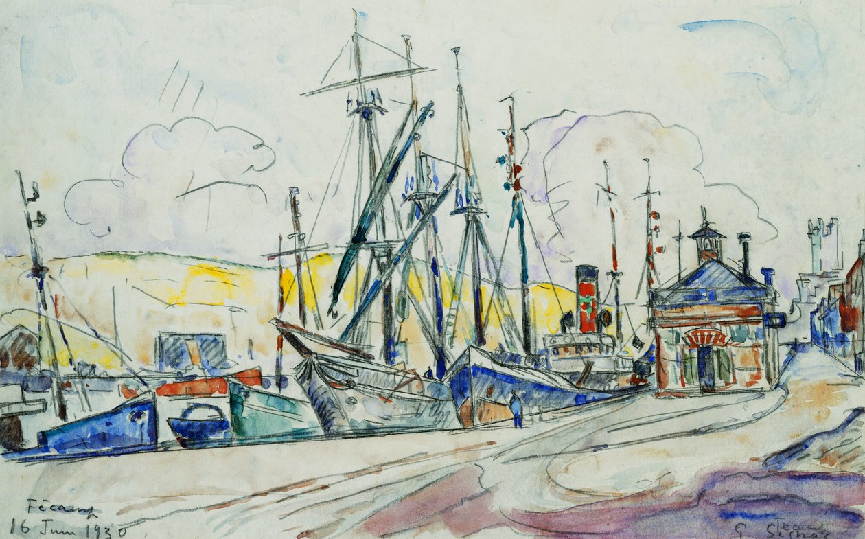 Fecampin satama; Le Port a Fecamp, 1930 tekijältä Paul Signac