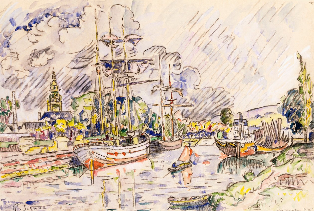 Landerneaun satama, 1921 tekijältä Paul Signac