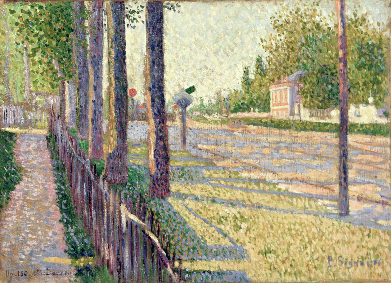 Rautatien risteys Bois-Colombesissa tai La Route Pontoise tekijältä Paul Signac