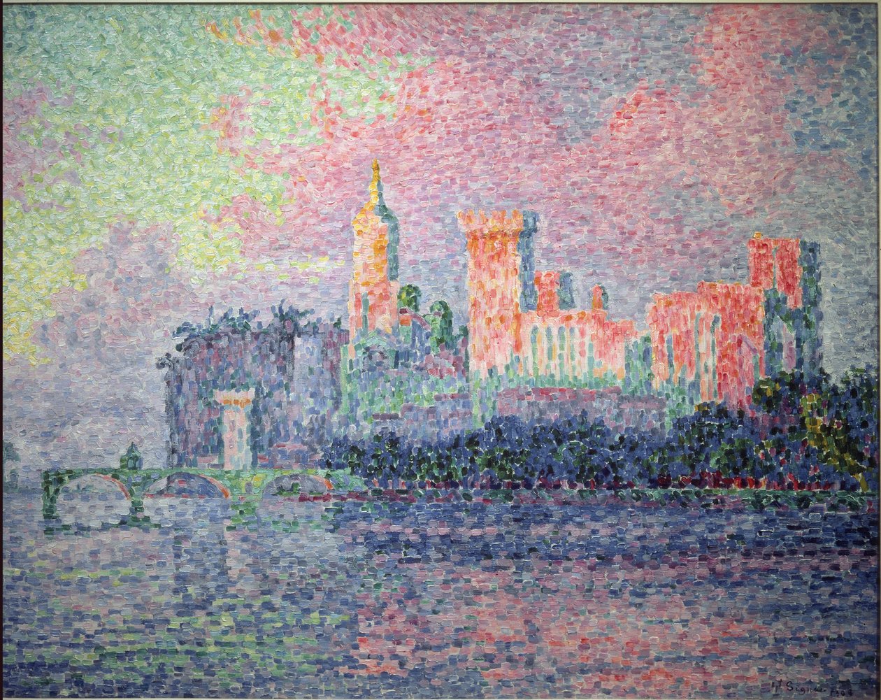 Paavien linna Avignonissa - 1900. Öljy kankaalle tekijältä Paul Signac