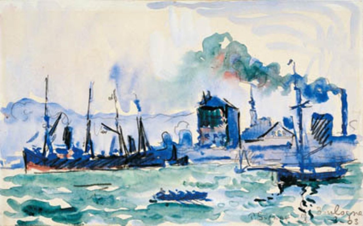 Näkymä Boulogne-sur-Merin satamasta tekijältä Paul Signac