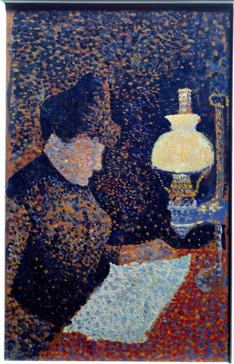 Nainen lampun alla. Pointillismia. Paul Signacin maalaus tekijältä Paul Signac