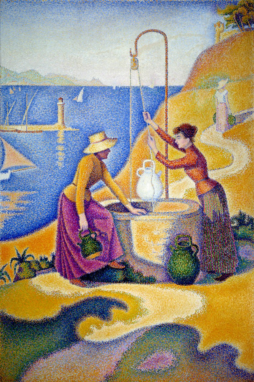 Naiset kaivolla tai nuoret provencelaiset kaivolla. Paul Signacin maalaus (1863-1935) tekijältä Paul Signac