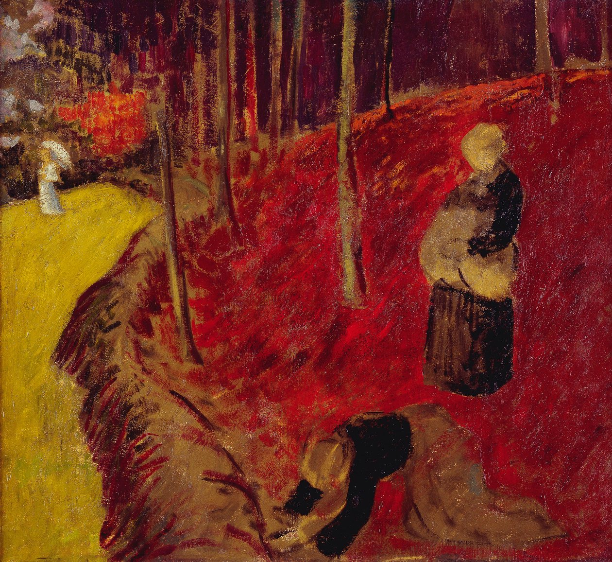 Saniaisten kerääjät Bois d"Amourissa Pont Avenissa; Les Ramasseuses de Fougeres au Bois d"Amour Pont Avenissa, n. 1910 tekijältä Paul Sérusier