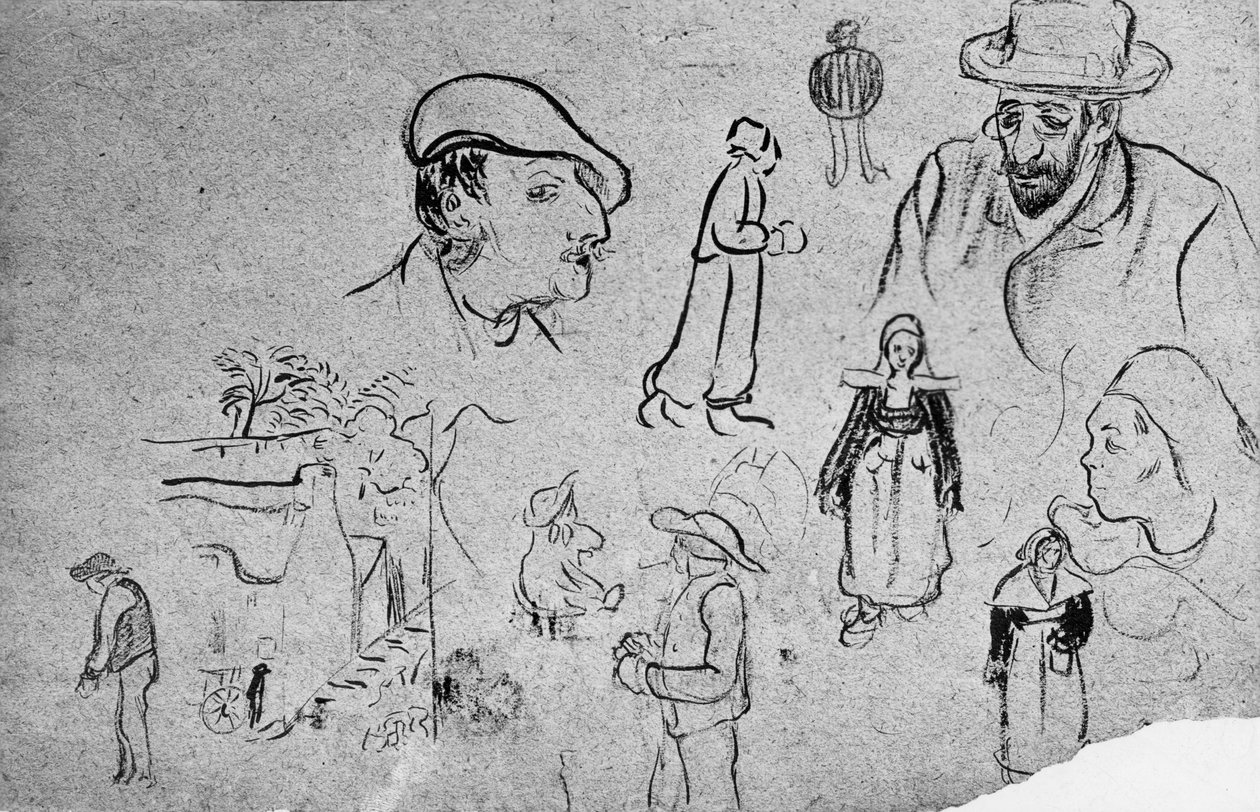 Paul Serusier (1865 1927) : luonnoksia (Paul Gauguin ylhäällä vasemmalla). tekijältä Paul Sérusier