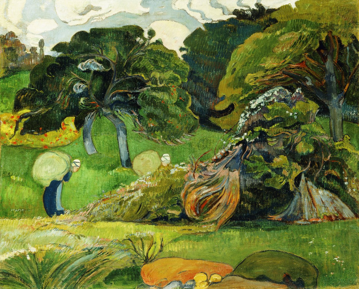 Kaksi pesunaista; Les Deux Lavandieres, n. 1892 tekijältä Paul Sérusier