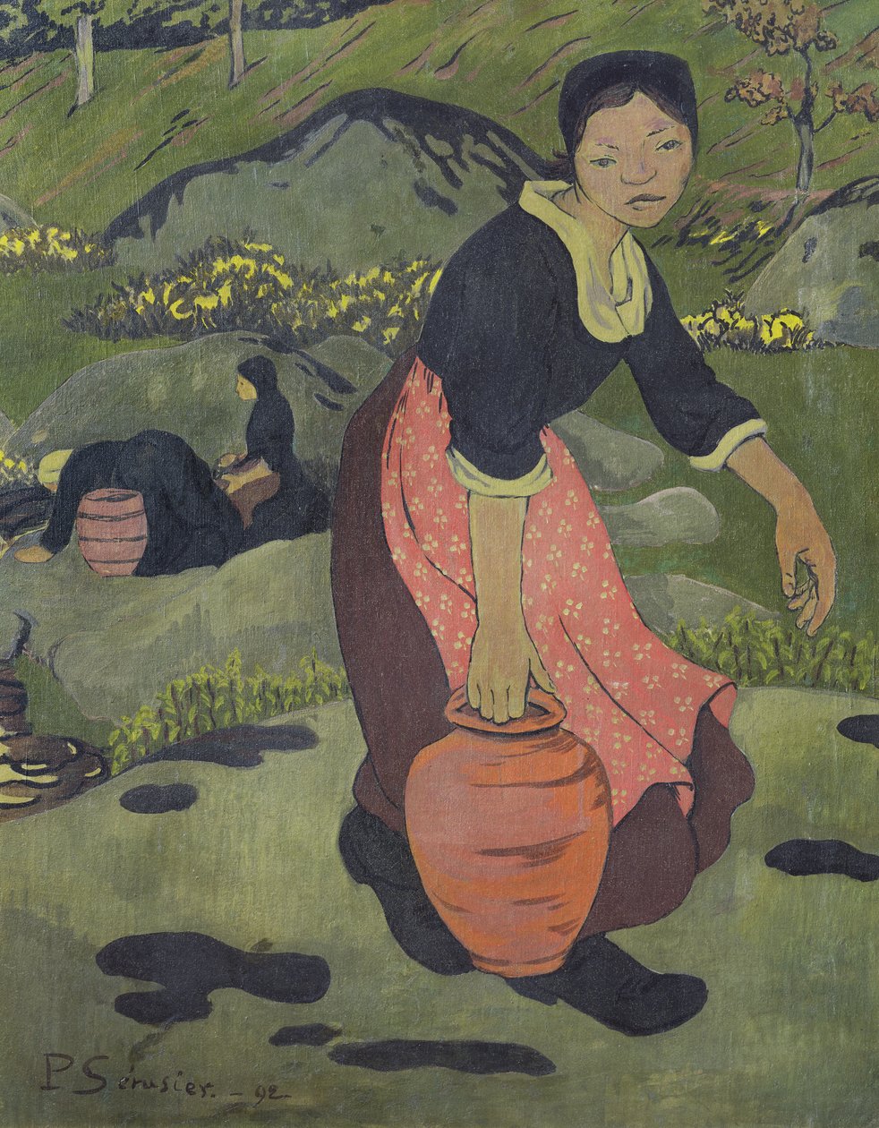 Nuori bretagnelaistyttö kannun kanssa, 1892 tekijältä Paul Sérusier