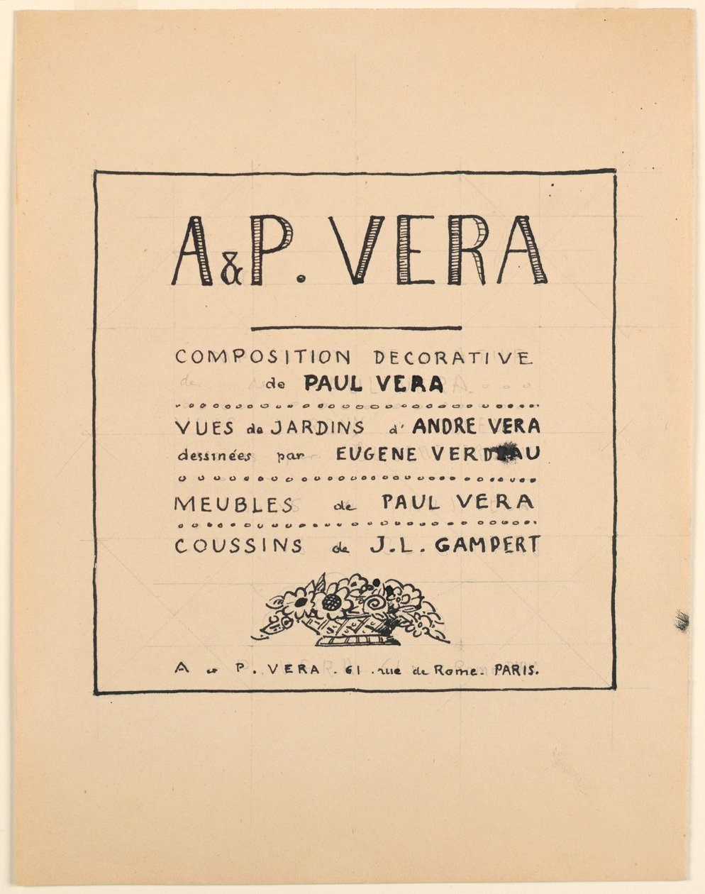 Dessin, Page de titre, A & P Vera, Paul Vera -koostumus/Vues de Jardins d