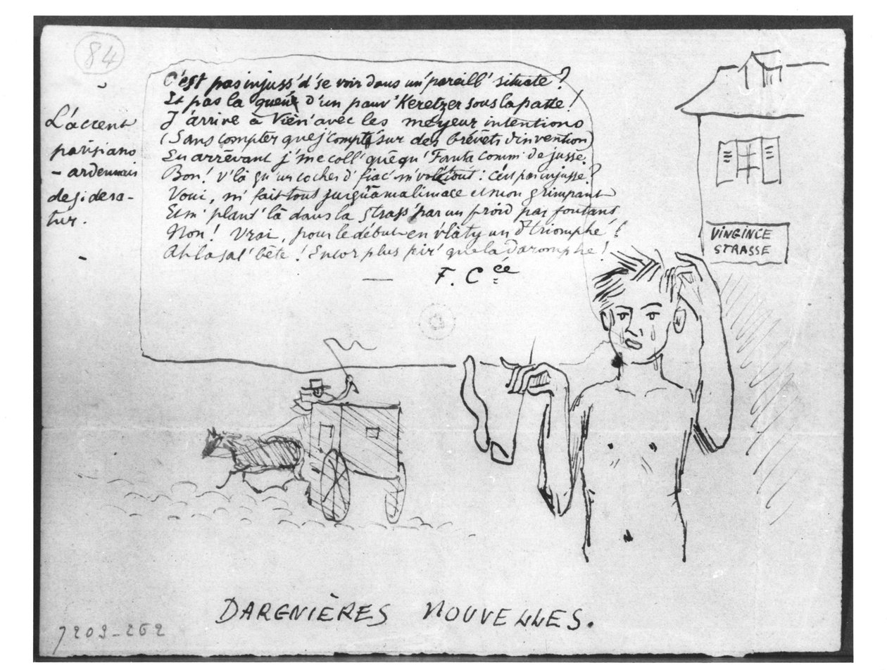 "Dargnieres Nouvelles", Arthur Rimbaud (1854-91), jonka valmentaja ryösti Viennessä, 1876 tekijältä Paul Verlaine